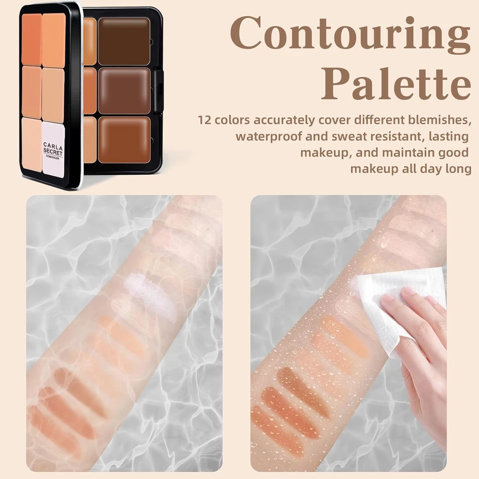 12 Colors Cream Concealer Foundation Palette, Long-Wearing Smudge Proof Blendabl - Image 4 of 4
