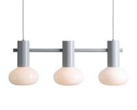 Pendelleuchte Glas Grau Metall KüChe L:75 Cm E14 3-Flammig HäNgelampe Esstisch