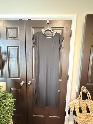 slub knit maxi dress Belle by Kim Gravel Slub Knit Color Block Maxi Dress w/Pocket Twilight Small A59