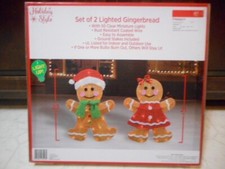 Lighted Gingerbread Man 2D Yard Decor Indoor/Outdoor Christmas 2pc New