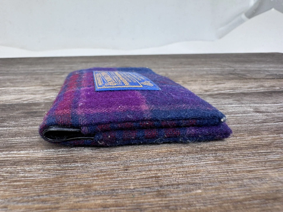 Vintage Pendleton Wool Tartan Plaid Wallet Blue 4”x 2.5” Plastic Inner Dividers - Image 3 of 4