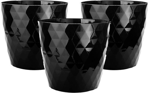 3er Set Blumentopf Übertopf Ø 14cm Blumenkübel Rund Garten Indoor Blumen schwarz - Bild 1 von 6