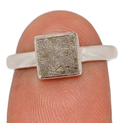 Natürlicher Muonionalusta Meteorit Schweden 925 Silber Ring Schmuck Gr.6,5 CR71538