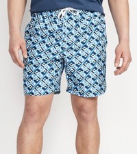 Old Navy Men's Size XL Blue Green Geo Mesh Lined Swim Trunks Shorts Pockets New