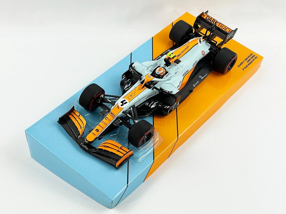 Mclaren F1 MCL35M #4 Lando Norris Monaco GP 2021 3rd Gulf Livery 1:18 MINICHAMPS - Image 3 of 4