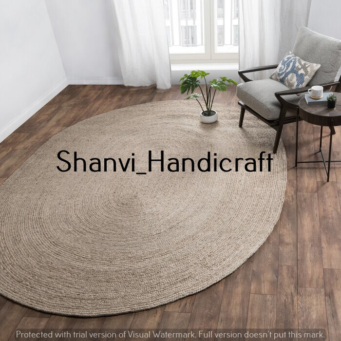 Handmade Trenzado Natural Indio Forma Ovalada Área de Alfombra Yute Suelo