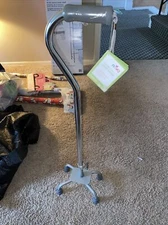 Quad Cane with Small Base Silver  2.5 Pound by NOVA Medical Products