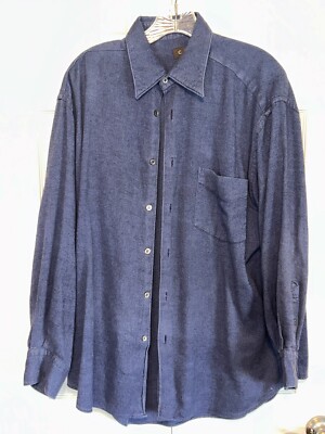 C Coast Mens LARGE Blue Shirt Super Soft Flannel