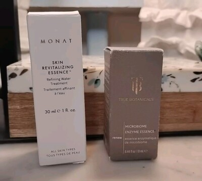 True Botanicals Microbiome Enzyme Essence .44oz + Monat Revitalizing  travel Sz
