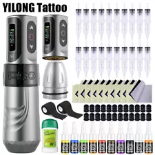 Professional Brushless Motor Tattoo Gun Machine Pen+2 Wireless Power Kit 2000mAh