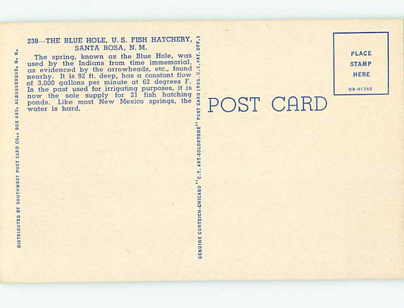 Linen BLUE HOLE AT FISH HATCHERY Santa Rosa New Mexico NM 10/19 AD4037