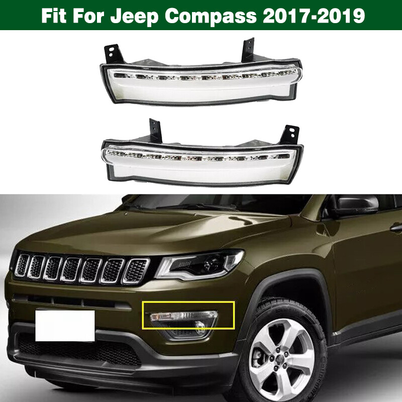 DRL LED Daytime Running Light Fog Lamp W/ Turn Signal For Jeep