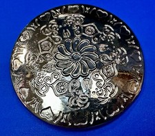 Southwestern Medallion Swirl Flower Hearts Floral Silver Tone Round Belt Buckle