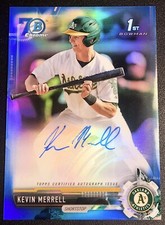  2017 BOWMAN DRAFT CHROME KEVIN MERRELL 70th BLUE REFRACTOR RC AUTO #d 14/70 A's