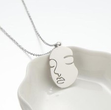 1 Piece stainless steel Girl Face Necklace Silver/Gold Wholesale FJS91-910