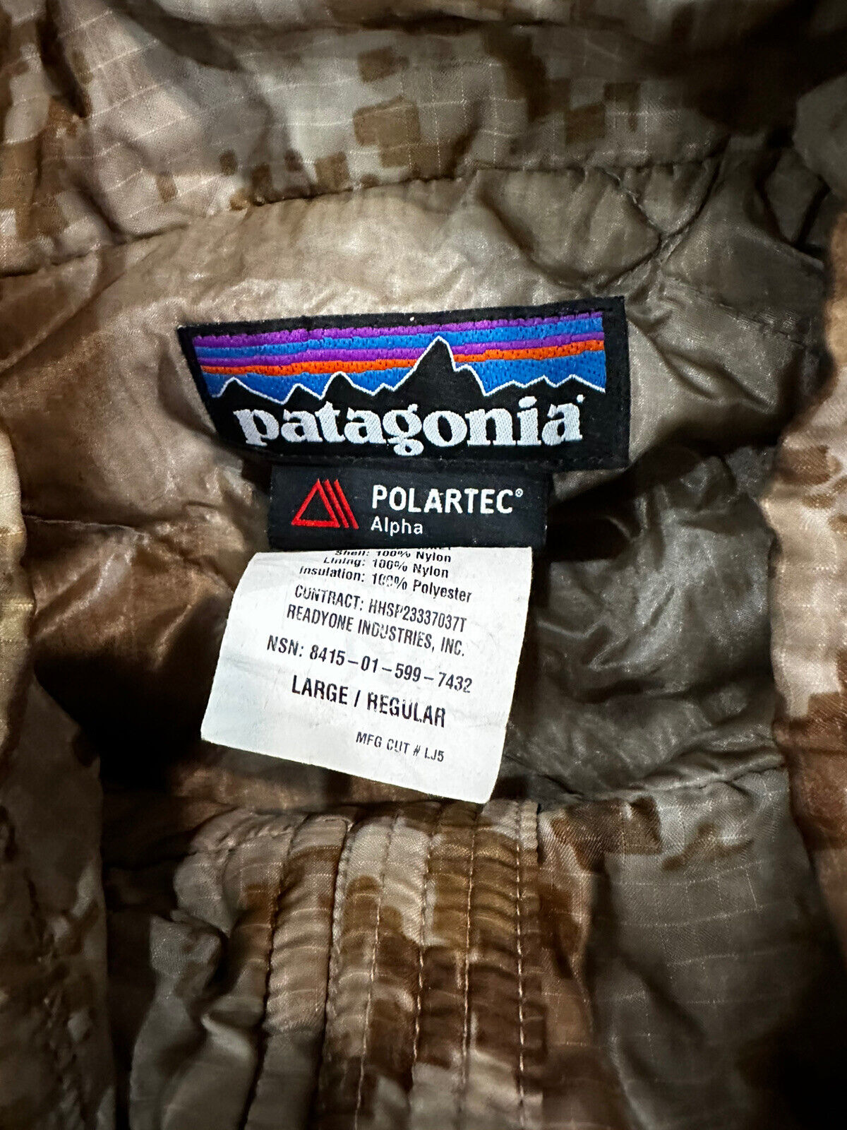 Used Patagonia AOR1 PCU Level 3A Jacket Large Regular NSW SEAL SOCOM | eBay