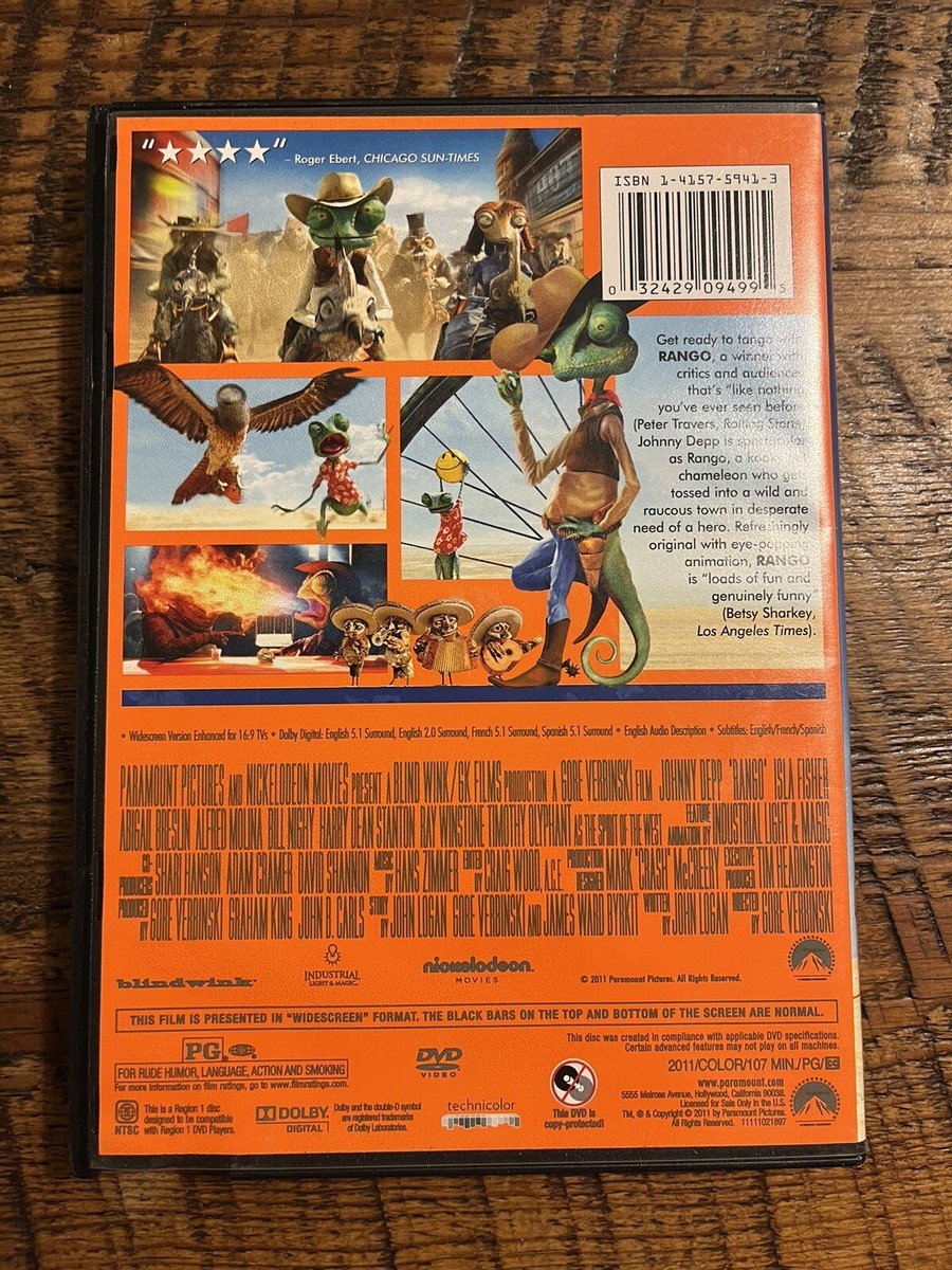 Rango DVD Movie Johnny Depp Nickelodeon Paramount Pictures Block