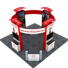 20ft Portable Custom Trade Show Displays Booth Exhibition with TV Mounts Podiums