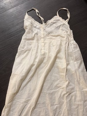VTG 90s Victoria's Secret Country White Cotton Nightgown Lace Slip Dress M