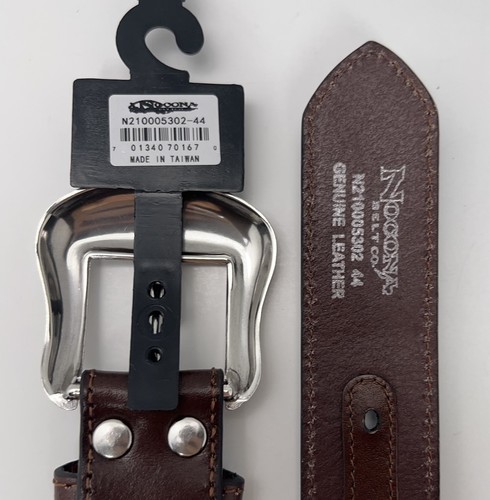 NOCONA Belt Tooled Leather Beaded Western Men's 44 Engraved Silver Buckle NWT - Picture 3 of 14