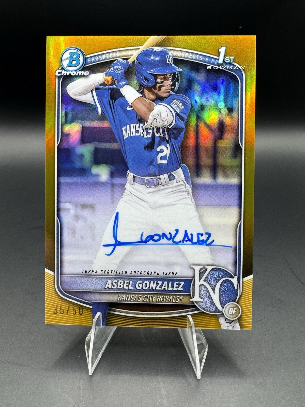 2025 Bowman Chrome Asbel Gonzalez Gold Refactor Autograph /50 CPA-AG Royals KG🤩