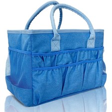 WaterResistant Art Organizer Tote Bag Multiple Pockets Handles Blue