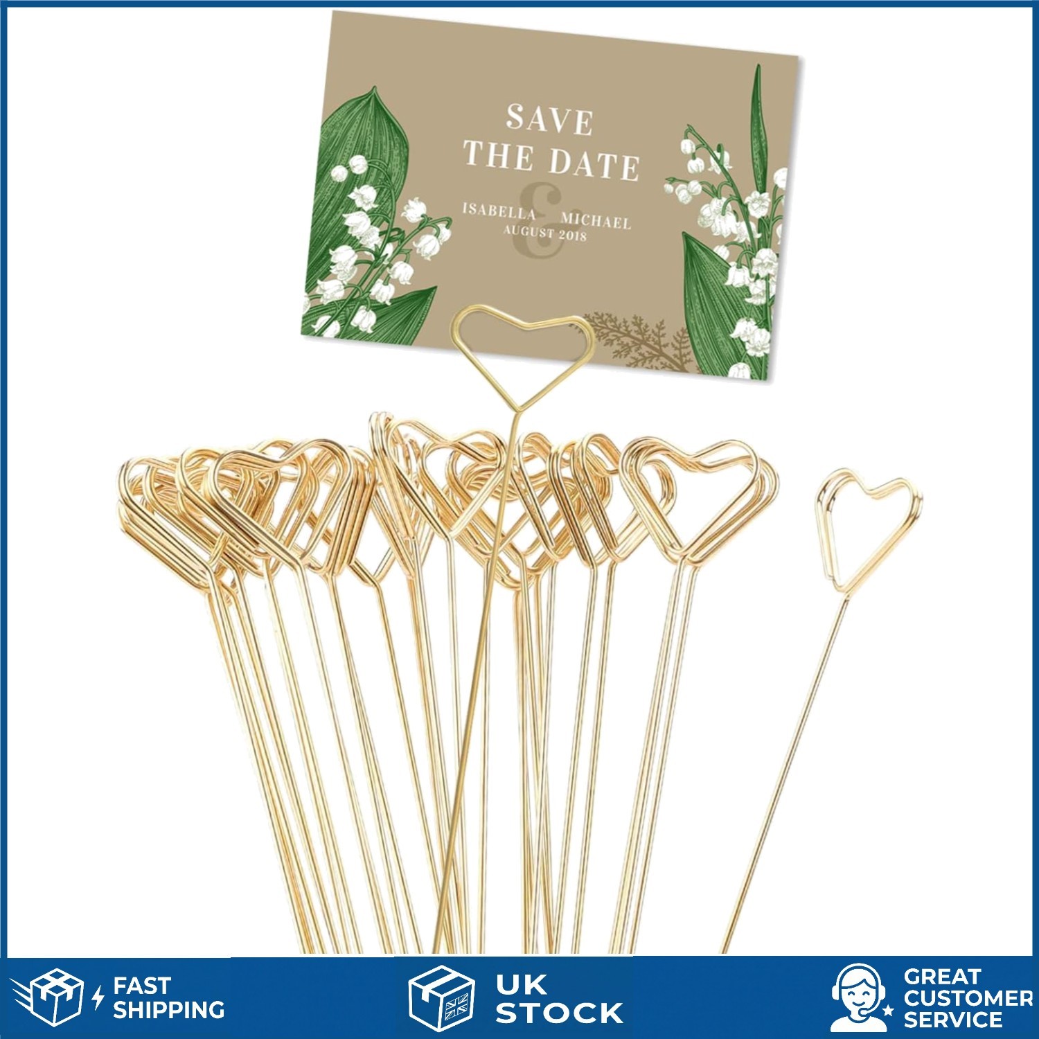 Elegant Heart Shaped Metal Wire Floral Place Card Holders 13in 30pcs