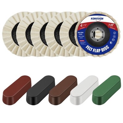11PCS Wool Felt Polishing Disc & Polishing Compounds Set, 4-1/2'' x 7/8'' Thick...