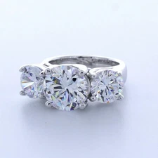 3-Stone Engagement Ring 14K Gold Classic 6.48 CT Round Lab-Grown Diamond F SI1