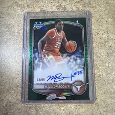 2025-26 Bowman Basketball Chrome 1st Reptilian Green Madison Booker Auto RC /99