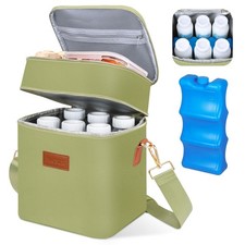 Breastmilk Cooler Bag with Ice Pack Fits 6 Baby Bottles Up to 9 Ounce, Insula...