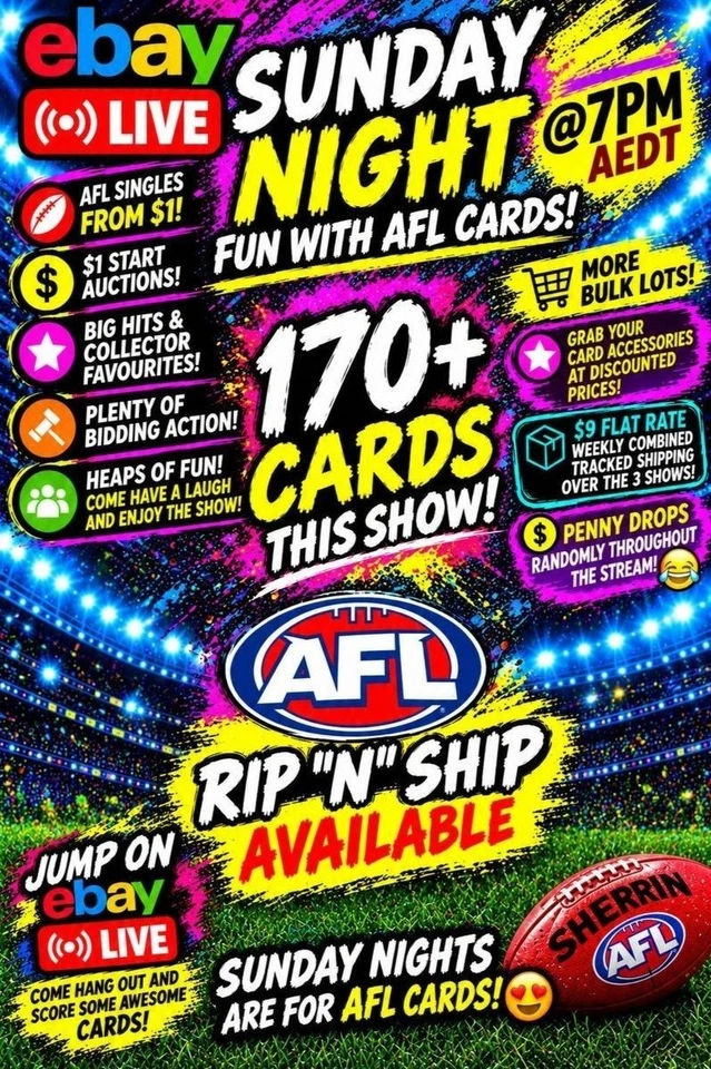AFL CARD SINGLES - $1 START AUCTIONS
