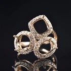 Custom Sparkling 3-Stone Natural Diamond Semi Mount Women Ring 14K Yellow Gold