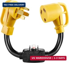 Overload Protector 30 Amp to 50 Amp RV Adapter Cord with Circuit Breaker and Twi