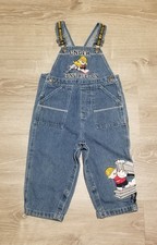 Vintage 90s Y2K Baby Denim Overalls Under Construction Embroidered Size 24 Month
