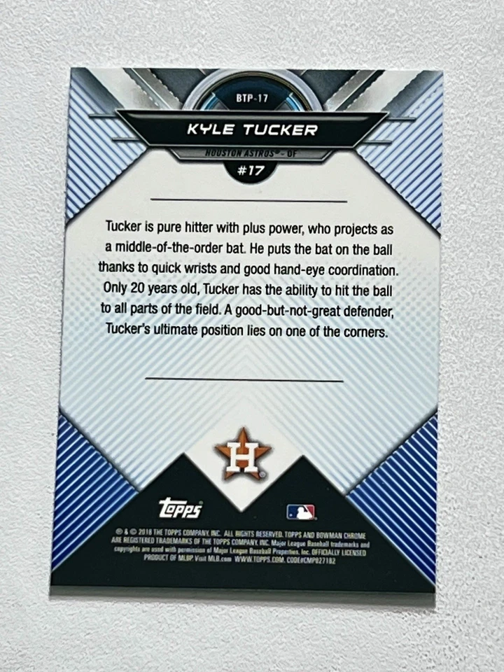 KYLE TUCKER RC! 2018 Bowman Chrome Top 100! CUBS! #BTP-17 - Image 2 of 2