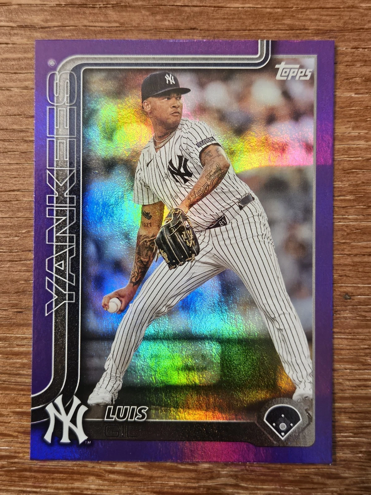 2025 Topps Series 1 Luis Gil #321 Purple Foil #38/250- New York Yankees