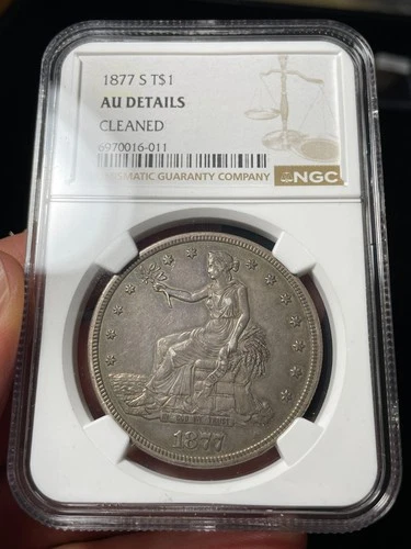 1877-S NGC AU Details Silver Trade Dollar Lightly Toned