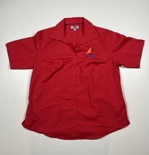 CITGO Shirt Womens XL Red Short Sleeve Button Up Embroidered Logo Edwards Work