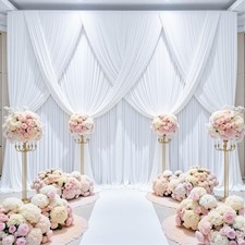 10x12 ft White Backdrop Curtains Panels Wrinkle Free Fabric Wedding Drapes