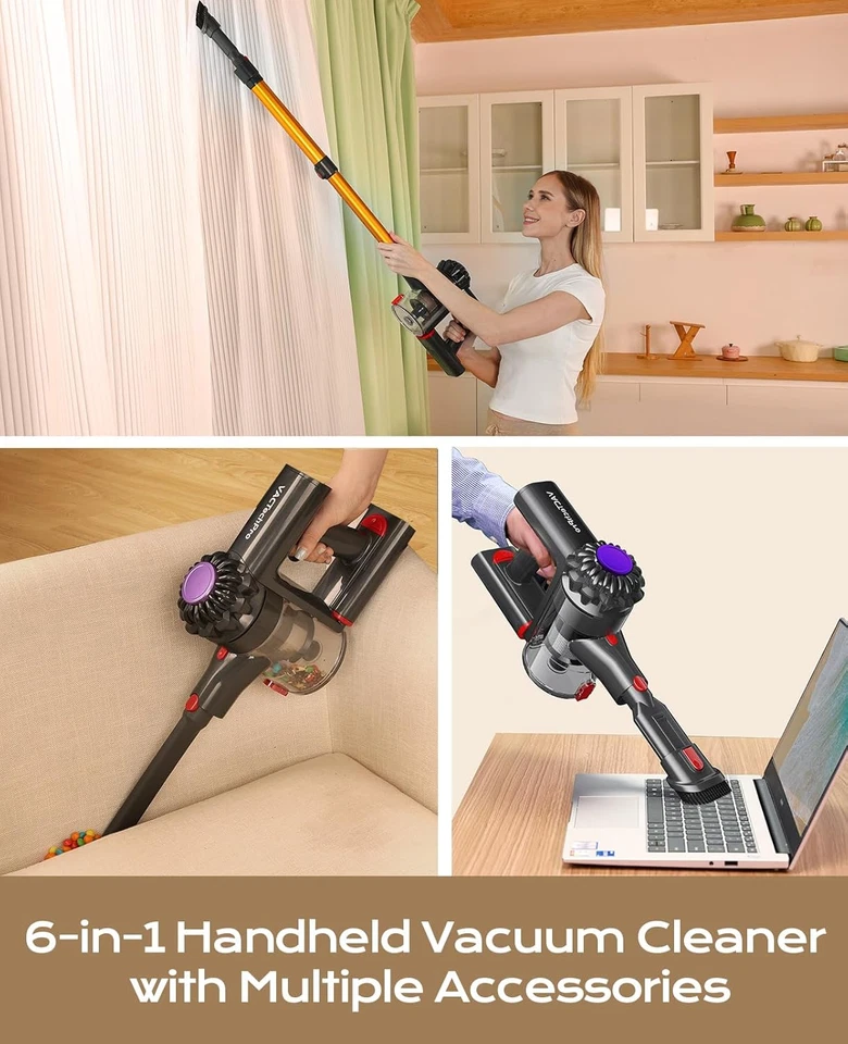 V15 Cordless Vacuum Cleaner, 35KPA 6-In-1 Stick Vacuum, up to 45Mins Runtime Lig - Image 4 of 4