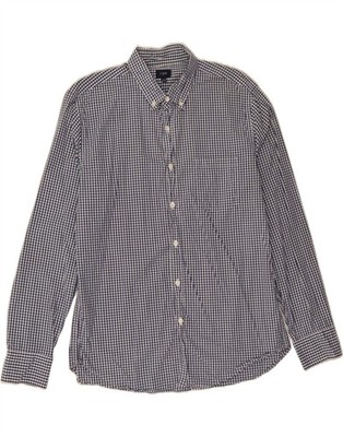 J. CREW Herren Hemd Large Navy Blau Gingham Baumwolle BW08