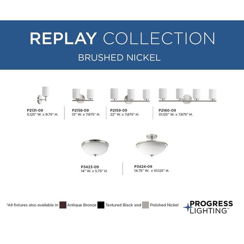 Replay Collection 2-Light Etched White Glass Modern Bath Vanity Light Brushed... - Picture 6 of 8