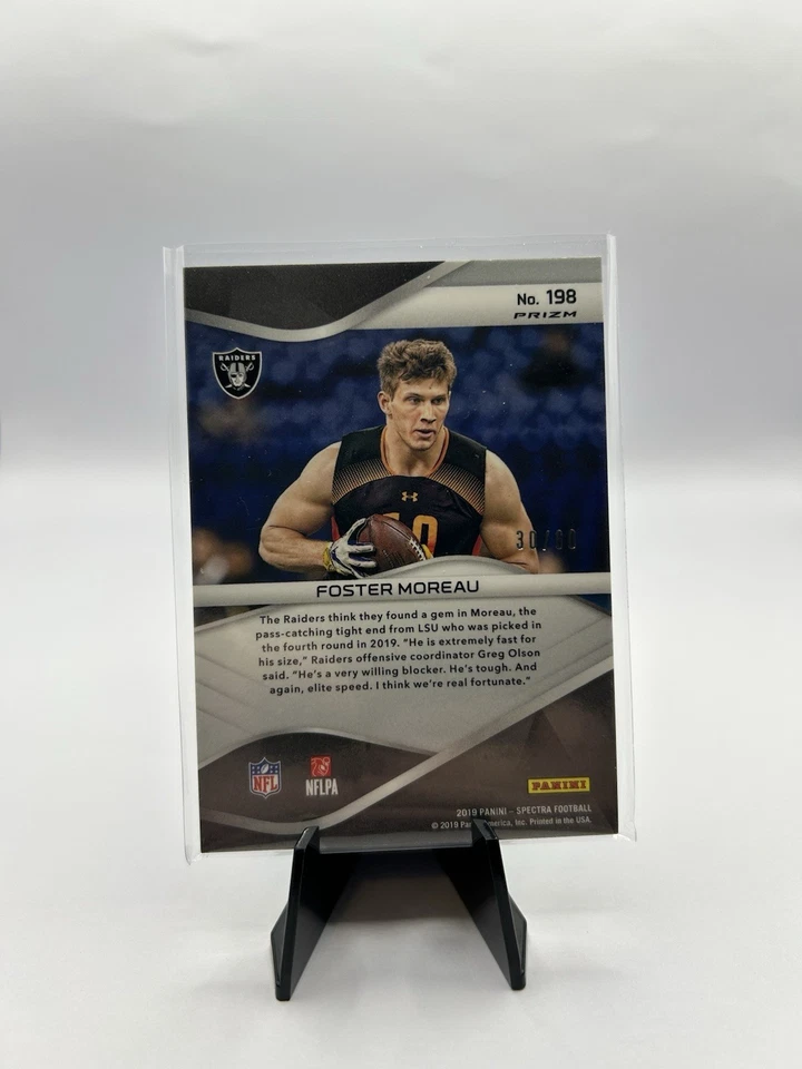2019 Panini Spectra - Rookies Foster Moreau #198 Neon Blue Prizm 30/60 (RC) - Image 2 of 2