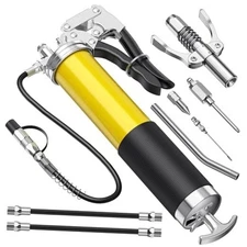 Grease Gun Kit, 8000 PSI Leak-Proof Pistol Grip Grease Gun with Lock yellow