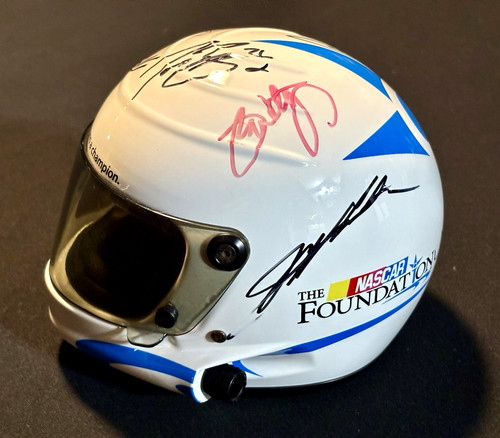 xNascar Racing Autographed Mini Helmet - 7 Signatures Jeff Gordon, Busch + more