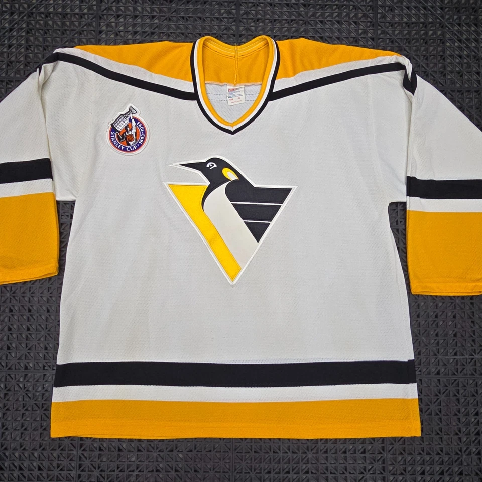 Винтажная хоккейная маска Pittsburgh Penguins NHL CCM белая футболка мужская размер XL - Изображение 3 из 4