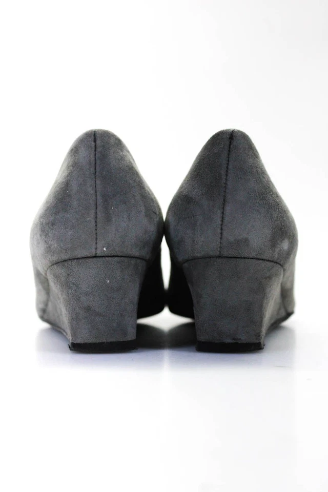 Stuart Weitzman Womens Bow Tied Circle Ring Buckled Wedge Heels Gray Size 7 - Image 3 of 4