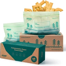 Snack Size Food Bags - 100% Compostable Resealable 50 Pack Options