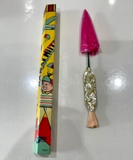 742 - Vintage 1940's Japan Parachute Rocket Toy! 9.5" L ~ Great Graphics ~ NOS!